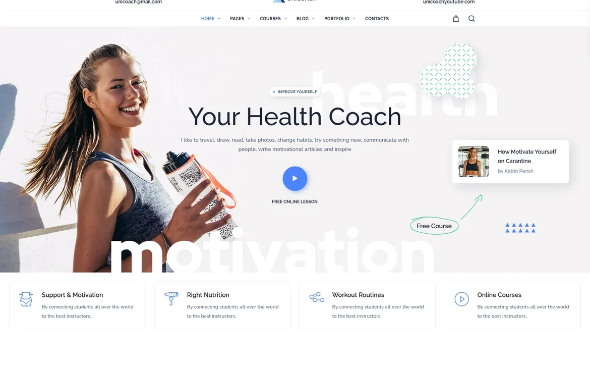 UniCoach – Health and fitness coach WordPress Theme