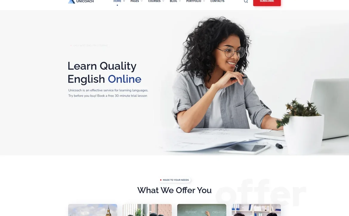 UniCoach – Online English learning WordPress Theme