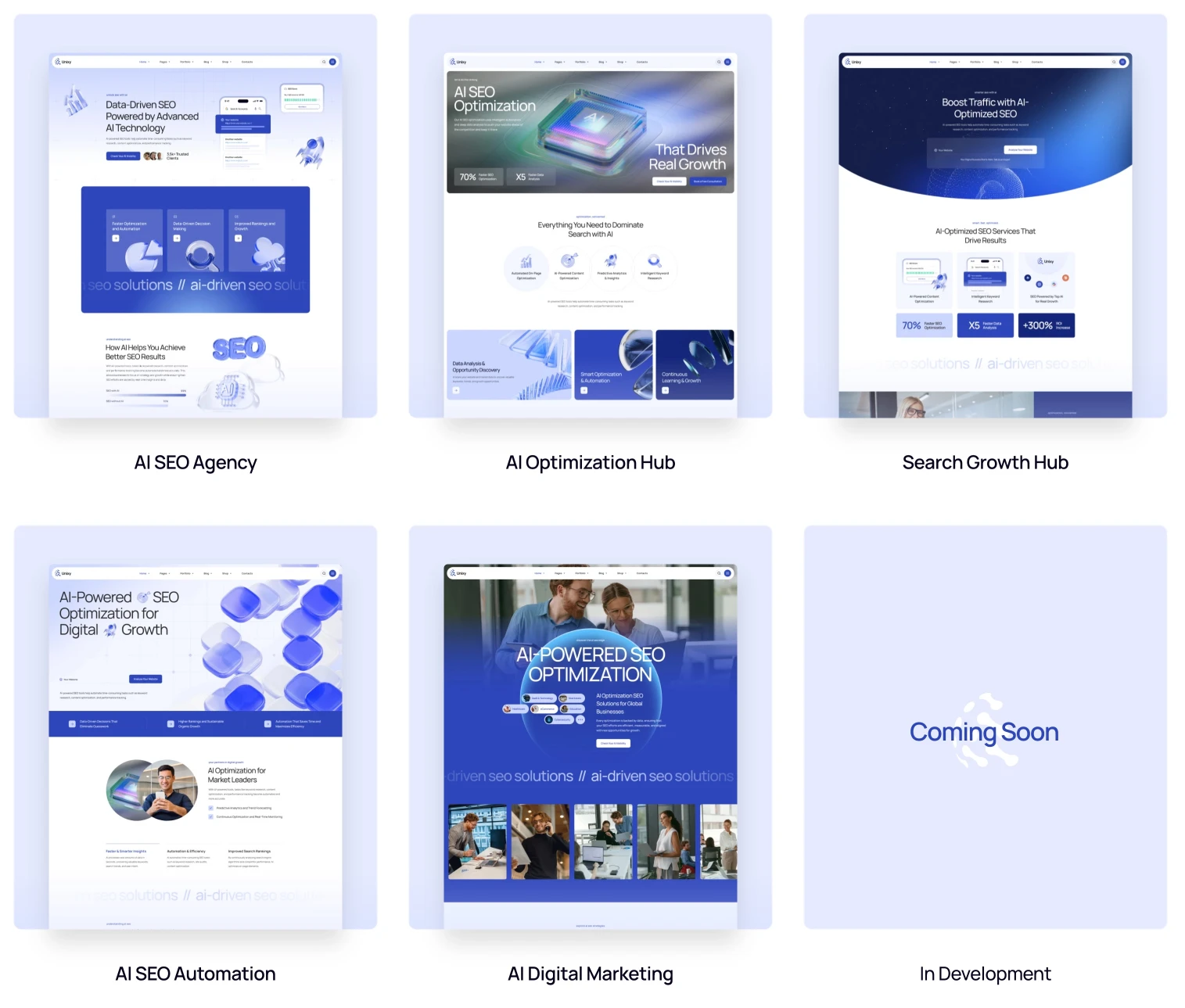 Unixy WordPress theme — 5 pre-built demo templates for SEO and digital marketing agencies