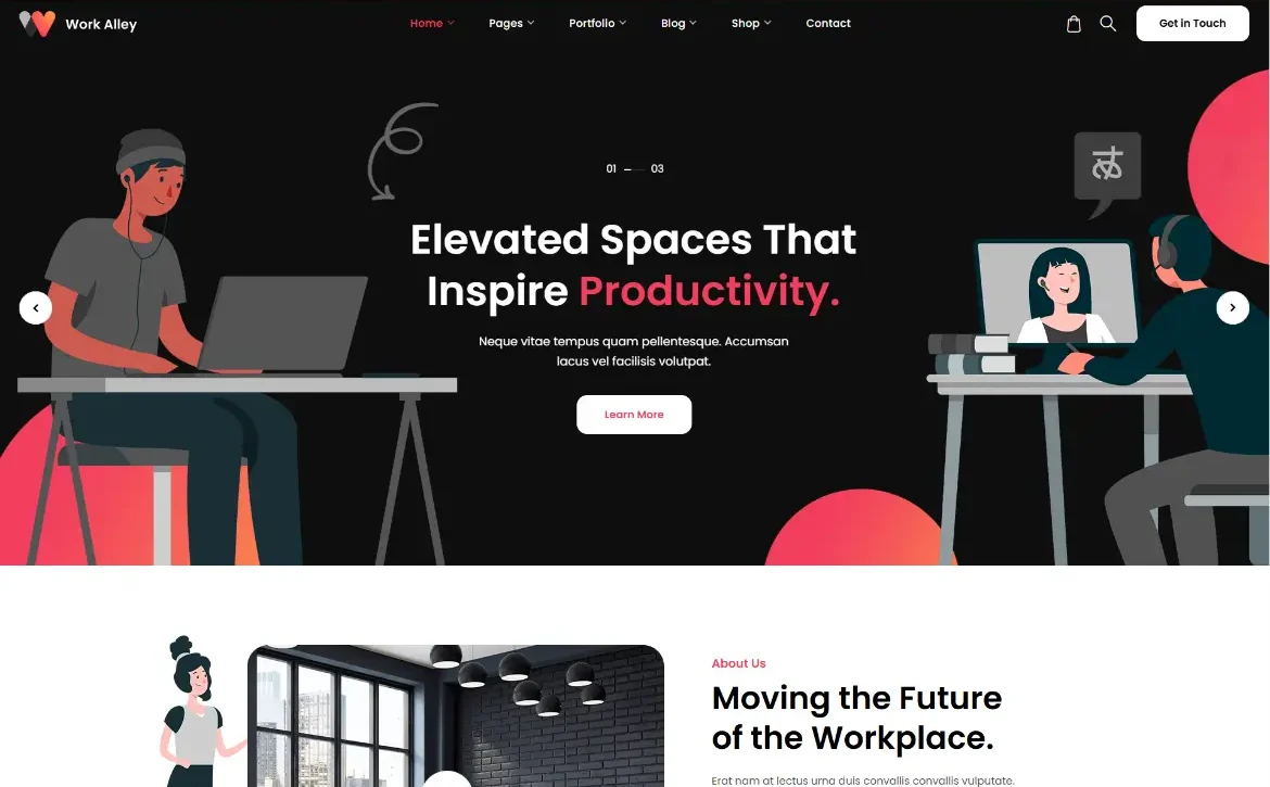 WorkAlley – Productive workspace WordPress Theme