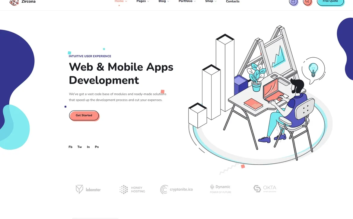 Zircona – Web and mobile app development WordPress Theme