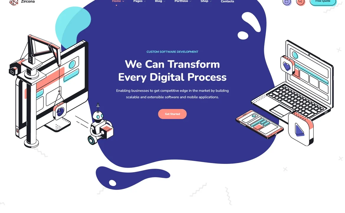 Zircona – Custom software development WordPress Theme