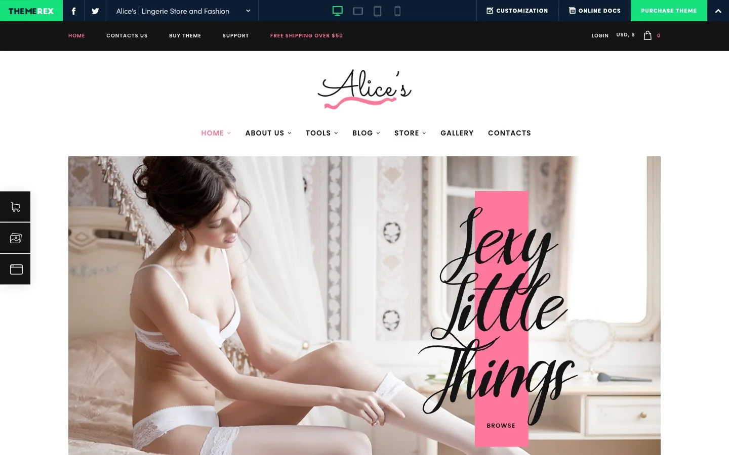 Alice's lingerie store and fashion boutique WordPress theme by ThemeREX