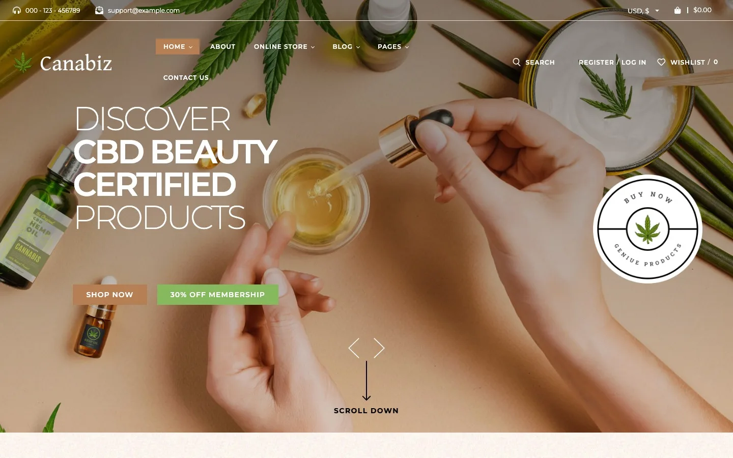 Canabiz cannabis medical marijuana dispensary Elementor WordPress theme