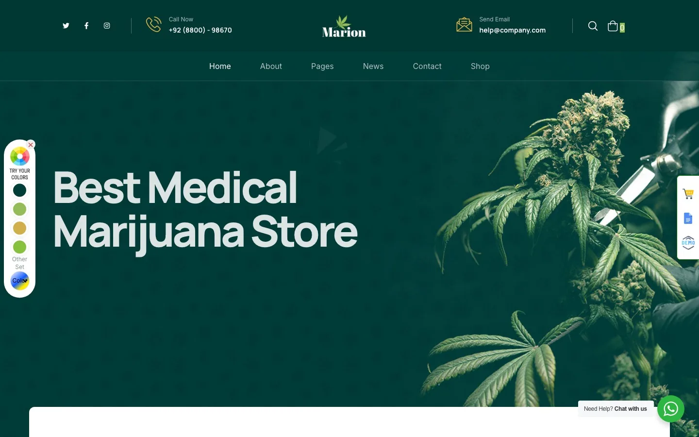 Marion cannabis marijuana coffeeshop WordPress theme by ThemeMascot
