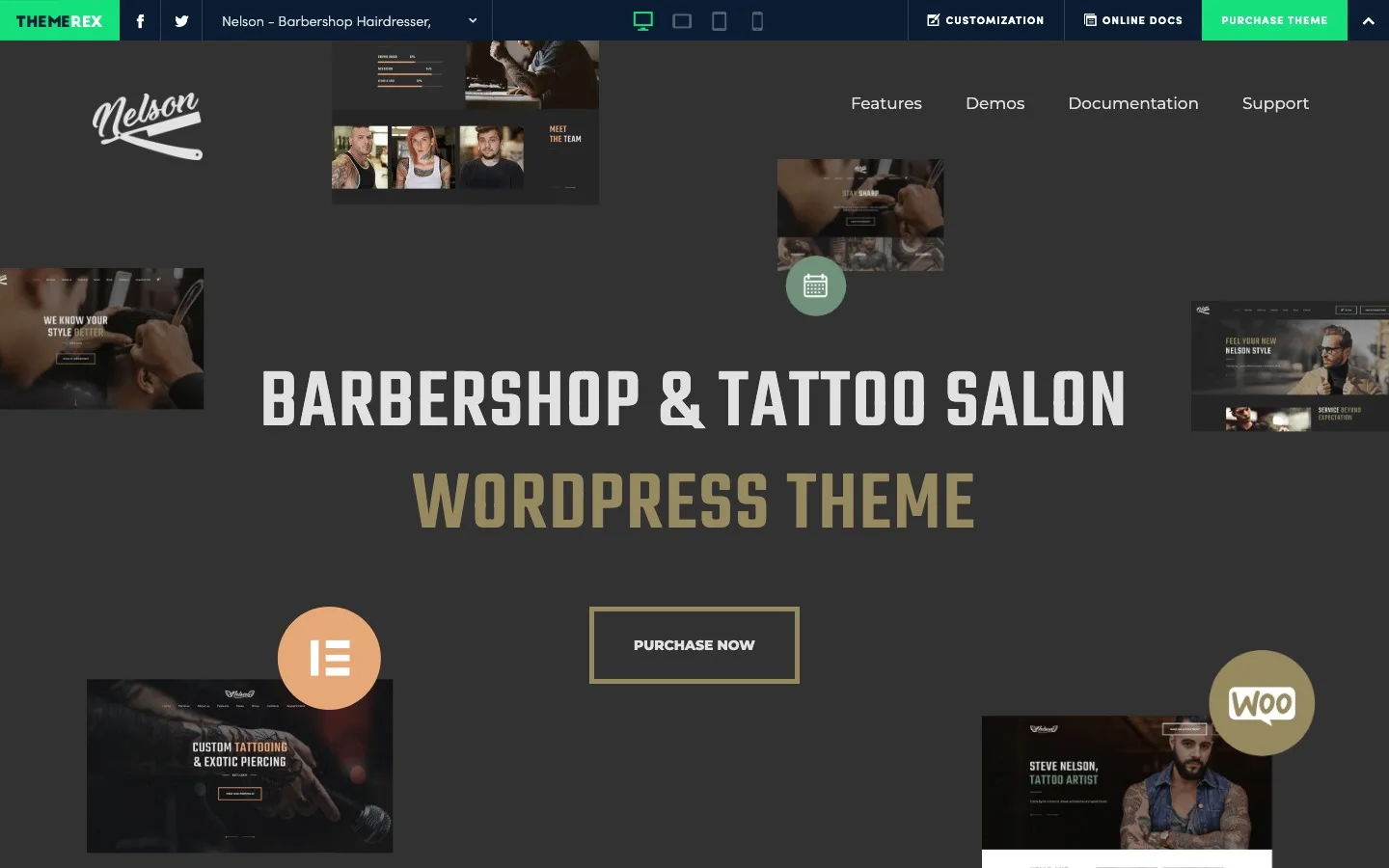 Nelson barbershop and tattoo salon WordPress theme by ThemeREX