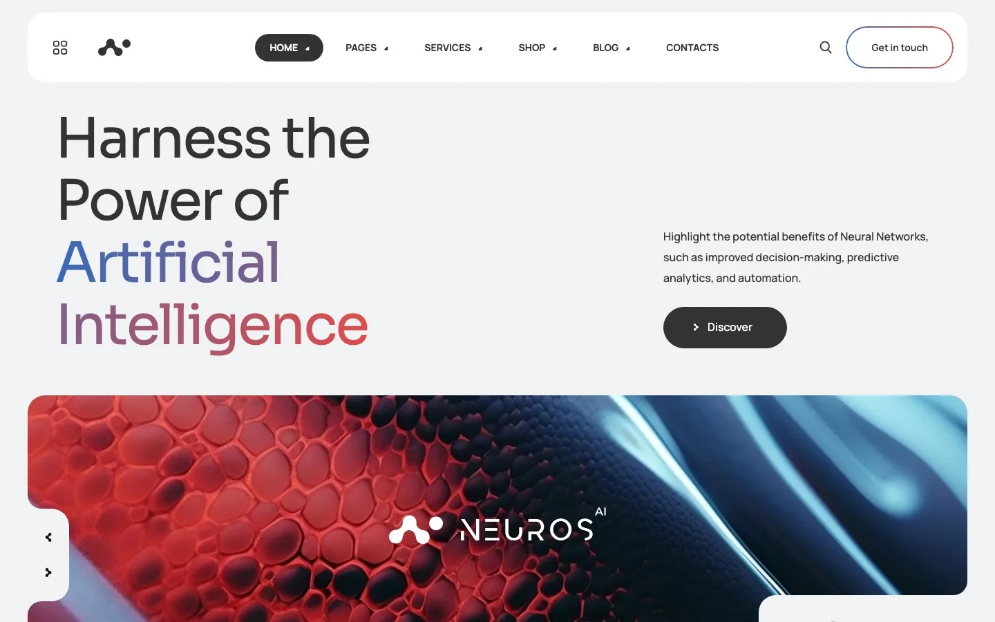 Neuros AI agency and technology WordPress theme homepage