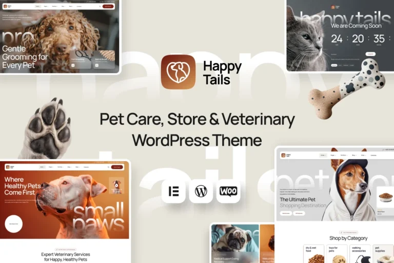 HappyTails – Pet Care Store & Veterinary WordPress Theme