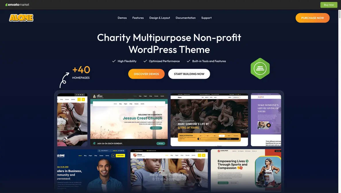 Alone charity multipurpose nonprofit WordPress theme by Beplusthemes