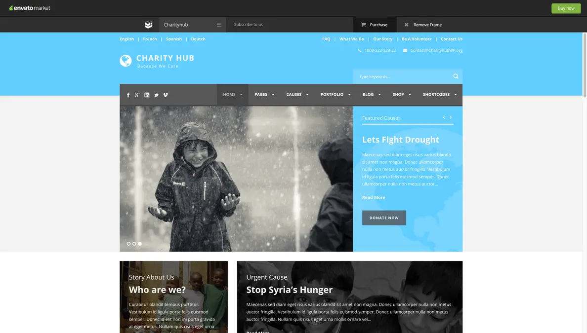 Charity Hub nonprofit fundraising WordPress theme by GoodLayers