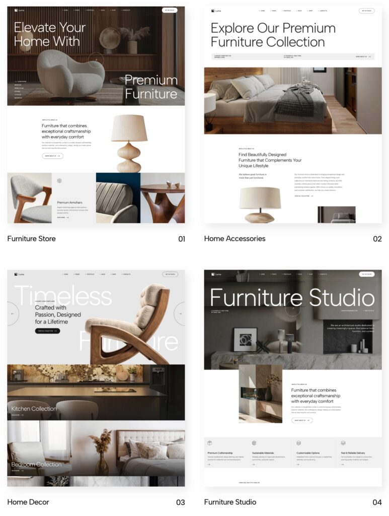 Luma WordPress theme — Home Decor demo with Revolution Slider hero and atmospheric interior photography