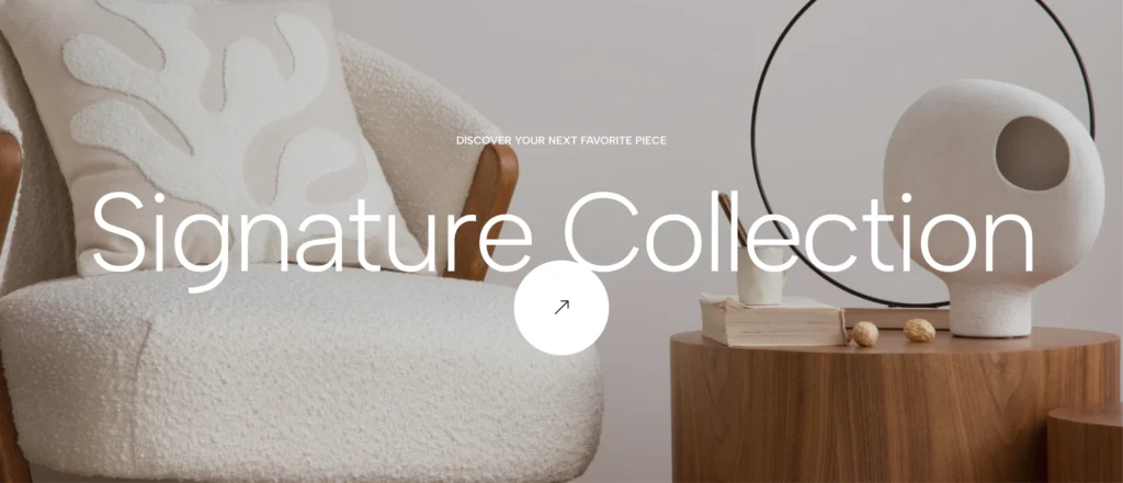 Luma WordPress theme — Services page Signature Collection section with interior lifestyle photography and editorial heading
